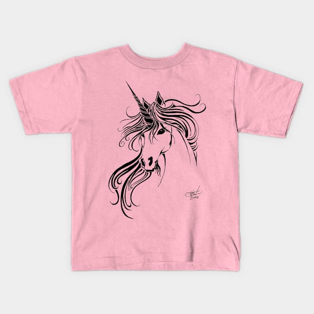 Tribal Unicorn Kids T-Shirt by tigressdragon